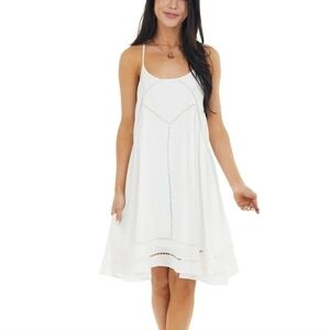 NWT Lulu's Womens Comfort Swing Mini Linen Blend Sleeveless Dress sz M